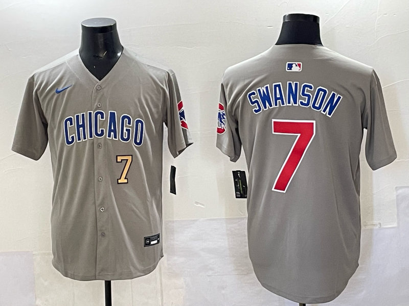 Men Chicago Cubs #7 Swanson grey Nike MLB 2025 jersey 002
